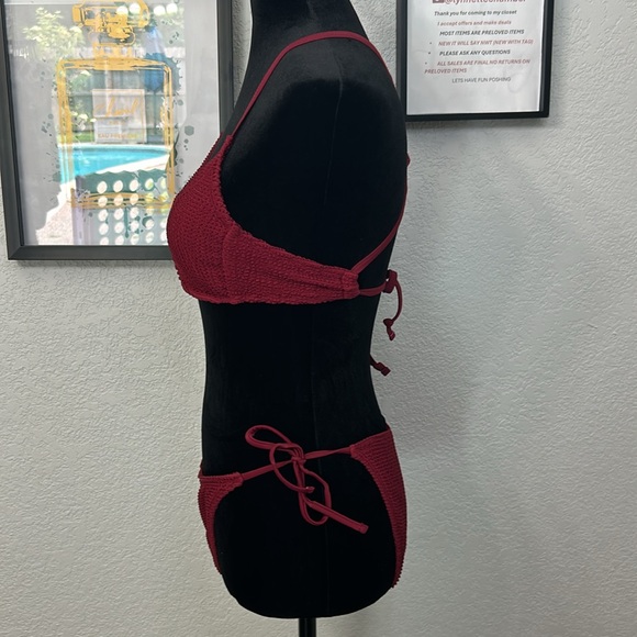 XHILARATION Small Maroon Bikini with crisscross back tie sides - Picture 8 of 16